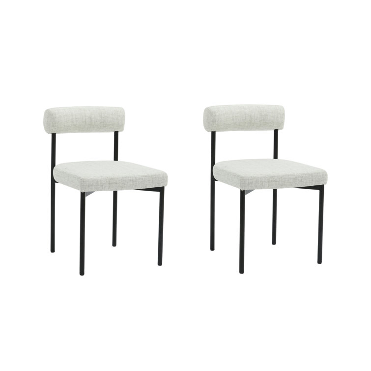 Light Grey Faux Leather Upholstered Side Chair with Metal Legs