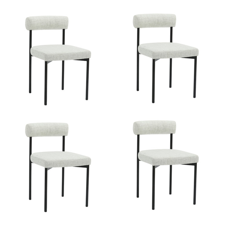 Set of 4 Gray Upholstered Metal Dining Chairs