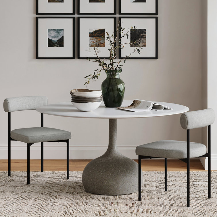 Light Grey Faux Leather Upholstered Side Chair with Metal Legs