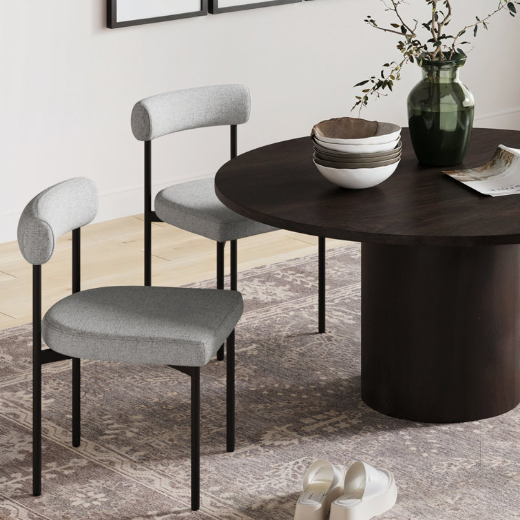 Light Grey Faux Leather Upholstered Side Chair with Metal Legs
