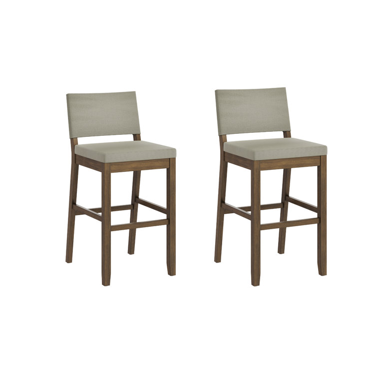 Linus Light Gray and Dark Brown Wood Bar Stool Set