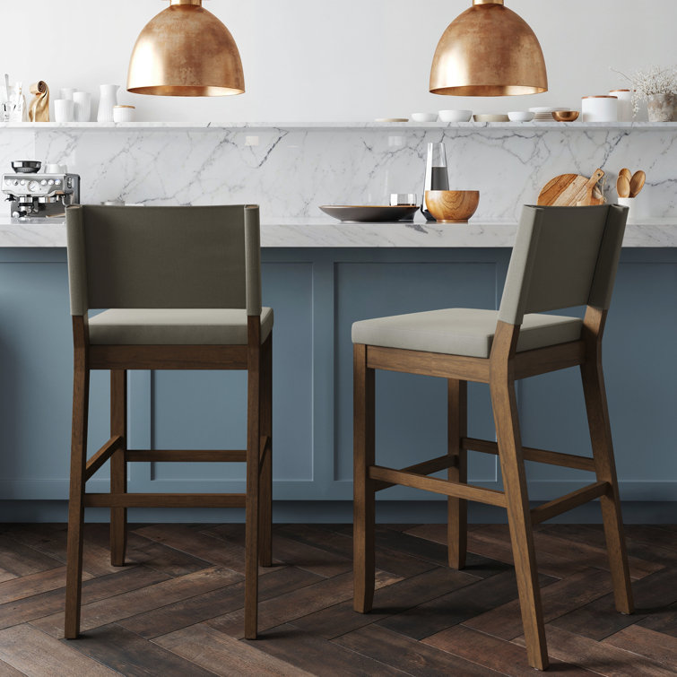 Linus Light Gray and Dark Brown Wood Bar Stool Set