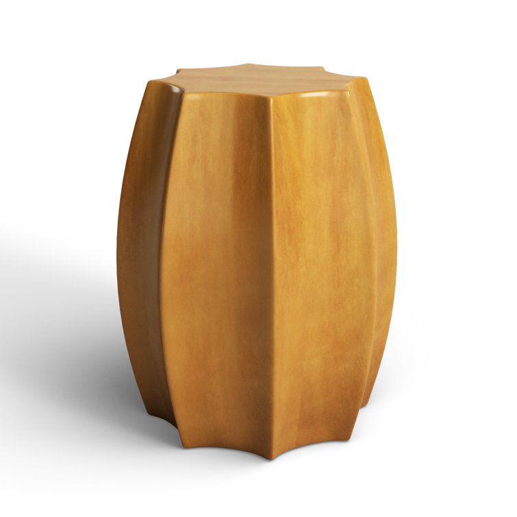 Amber Ceramic Scalloped Edge Outdoor Accent Stool