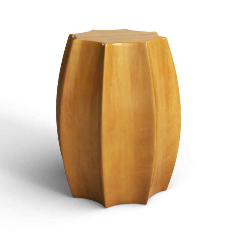 Amber Ceramic Scalloped Edge Outdoor Accent Stool