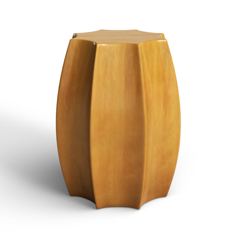 Amber Ceramic Scalloped Edge Outdoor Accent Stool