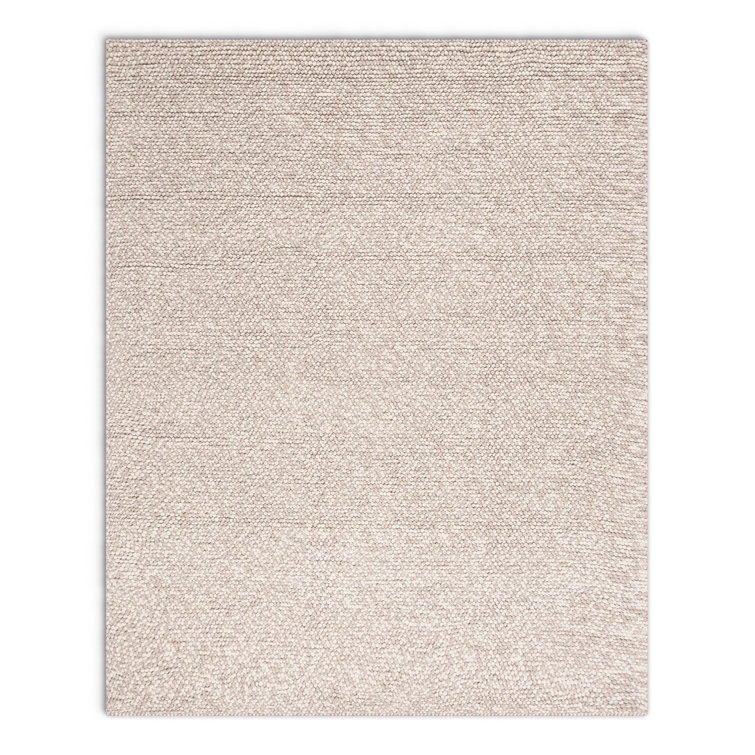 Elle Hand-Knotted White Wool Rectangular Rug
