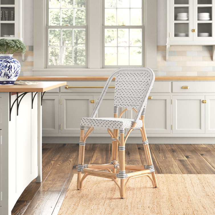 Solstice White & Grey Rattan Swivel Counter Stool