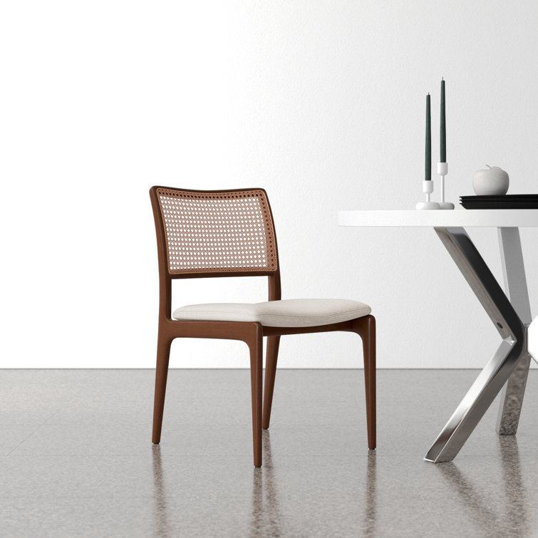Medley Ivory and Nogal Upholstered Cane Back Side Chair