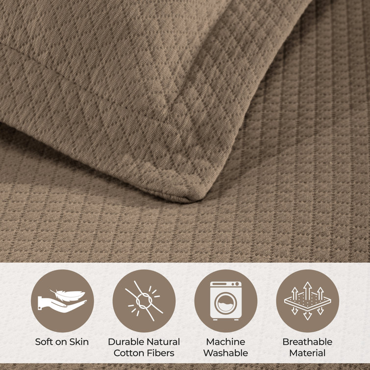 Taupe Full Cotton Jacquard Reversible Bedspread Set