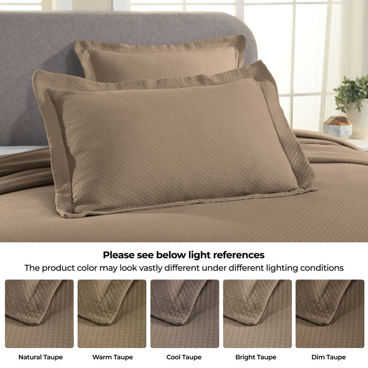 Taupe Full Cotton Jacquard Reversible Bedspread Set