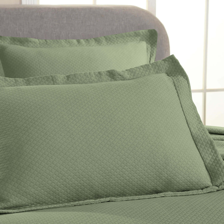 Sage Cotton Twin Reversible Bedspread Set with Sham