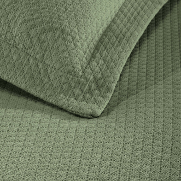 Sage Cotton Twin Reversible Bedspread Set with Sham