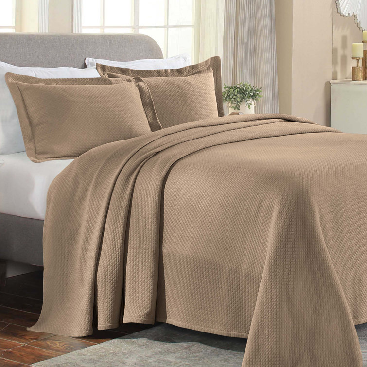 Taupe Full Cotton Jacquard Reversible Bedspread Set