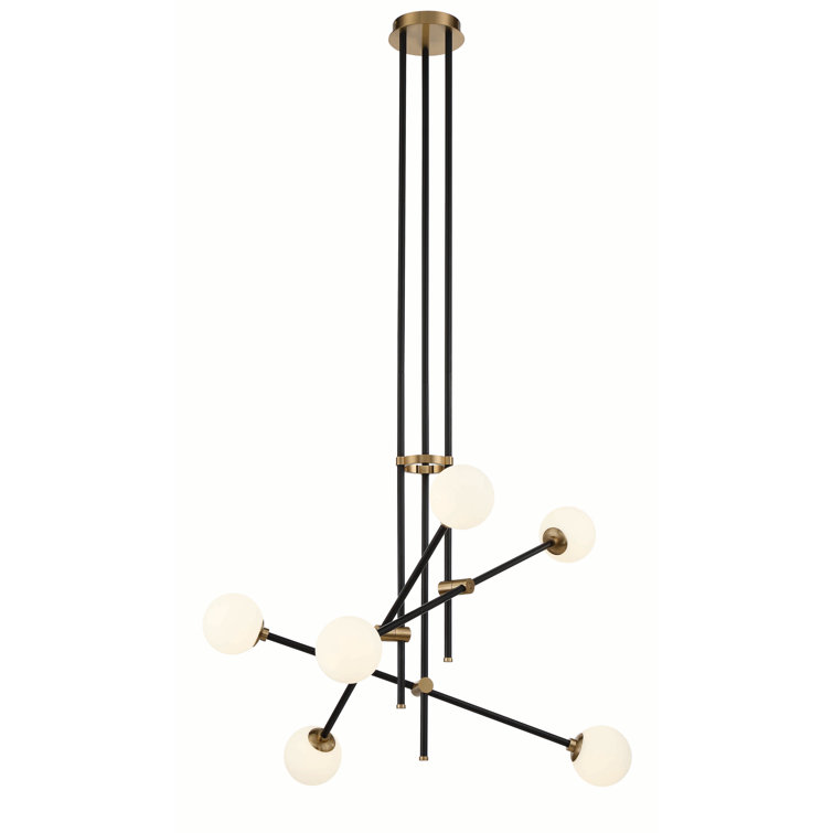 Aged Brass and Glass 6-Light Globe Pendant