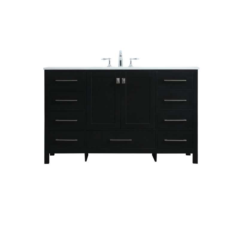Black Freestanding Single Bathroom Vanity with Calacatta Marble Top