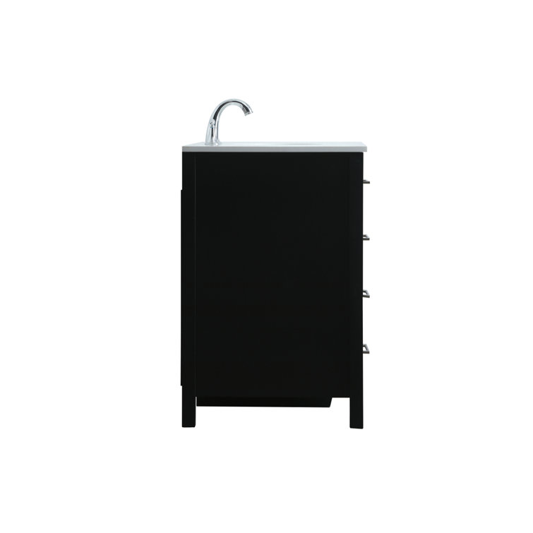 Black Freestanding Single Bathroom Vanity with Calacatta Marble Top