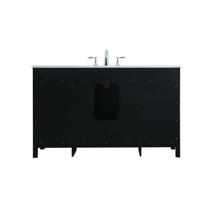 Black Freestanding Single Bathroom Vanity with Calacatta Marble Top