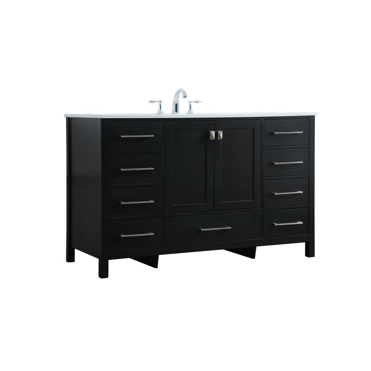 Black Freestanding Single Bathroom Vanity with Calacatta Marble Top