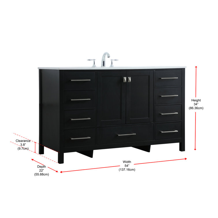 Black Freestanding Single Bathroom Vanity with Calacatta Marble Top