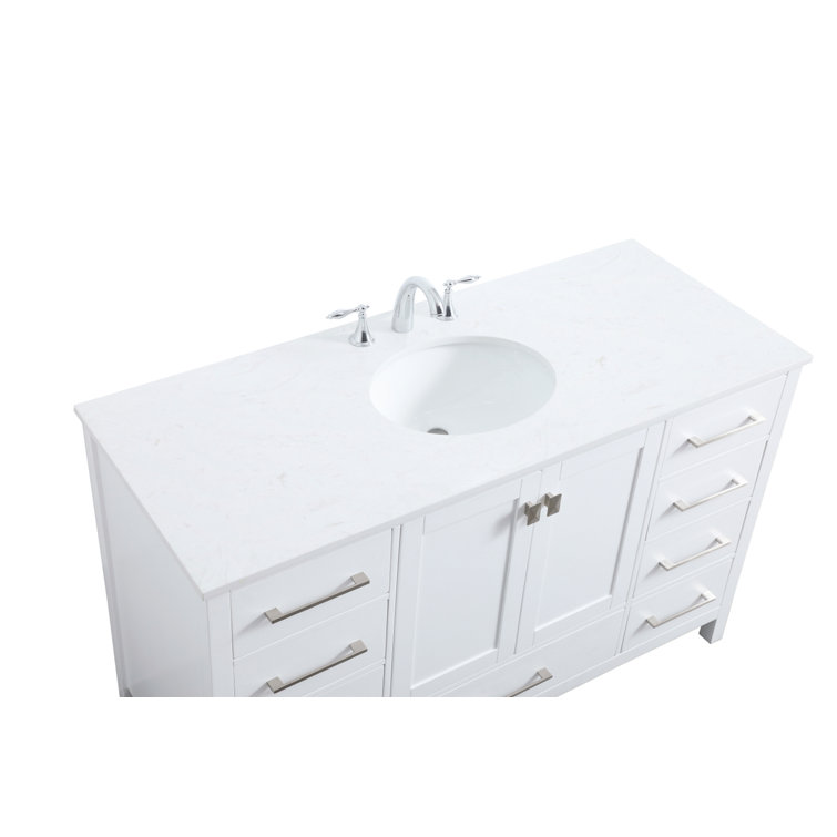 Irene 54'' White Single Bathroom Vanity with Calacatta Marble Top