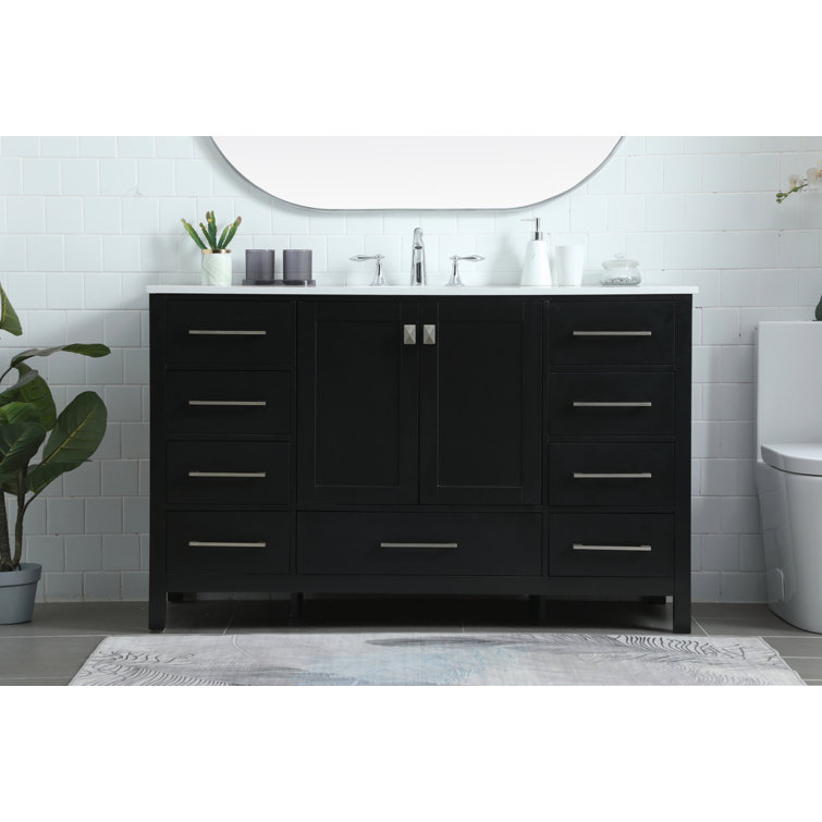 Black Freestanding Single Bathroom Vanity with Calacatta Marble Top