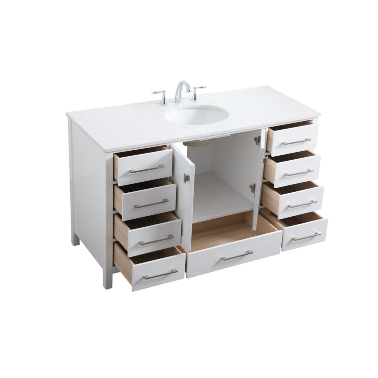 Irene 54'' White Single Bathroom Vanity with Calacatta Marble Top