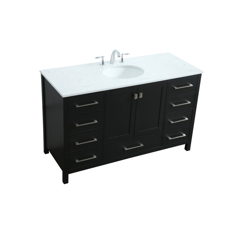Black Freestanding Single Bathroom Vanity with Calacatta Marble Top