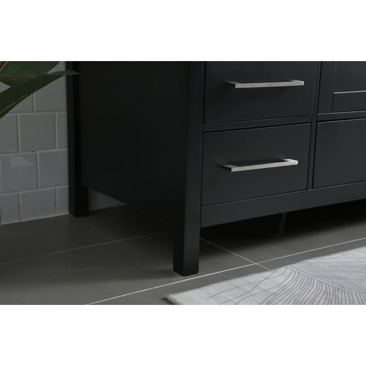 Black Freestanding Single Bathroom Vanity with Calacatta Marble Top