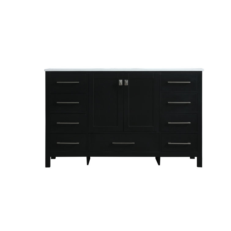 Black Freestanding Single Bathroom Vanity with Calacatta Marble Top