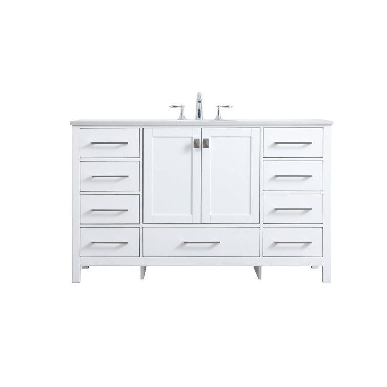 Irene 54'' White Single Bathroom Vanity with Calacatta Marble Top