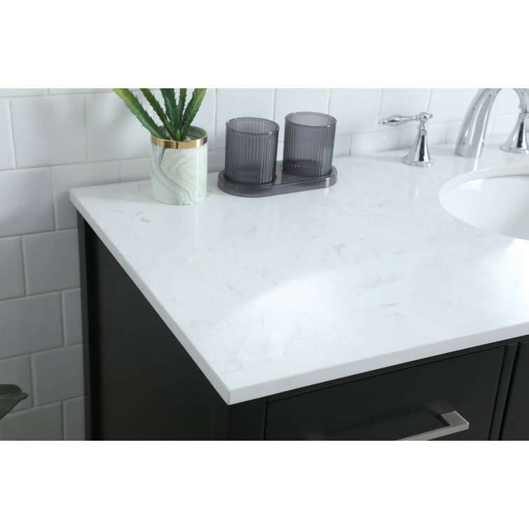 Black Freestanding Single Bathroom Vanity with Calacatta Marble Top
