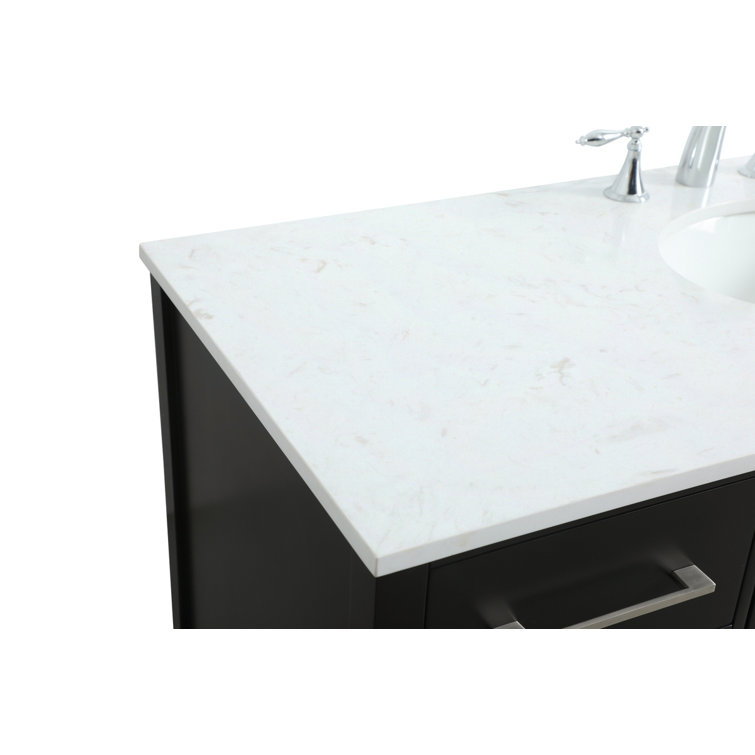 Black Freestanding Single Bathroom Vanity with Calacatta Marble Top