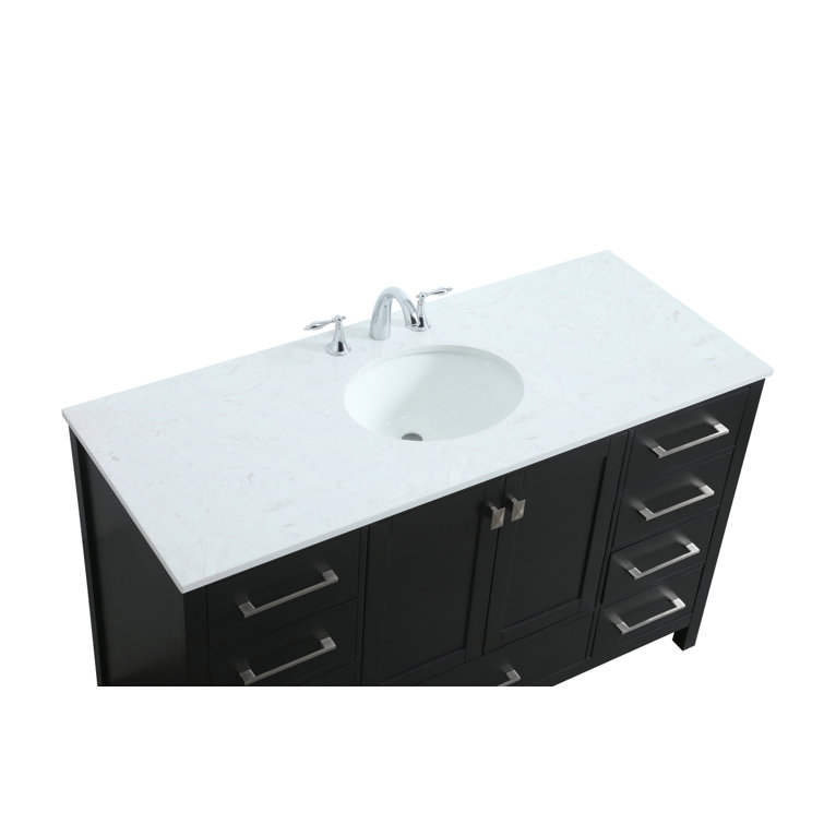 Black Freestanding Single Bathroom Vanity with Calacatta Marble Top