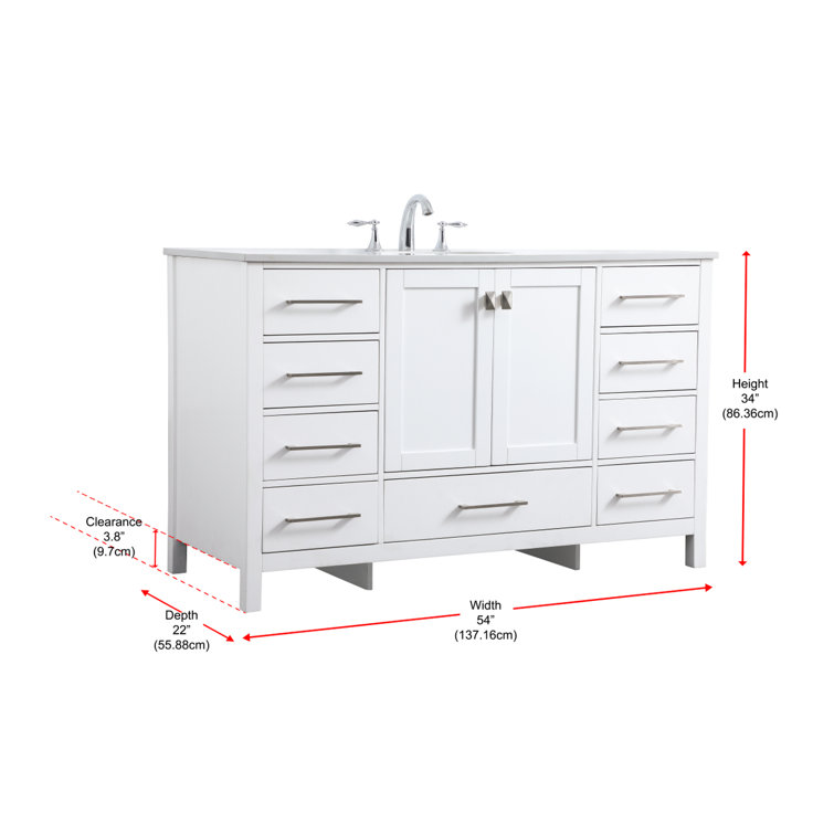 Irene 54'' White Single Bathroom Vanity with Calacatta Marble Top