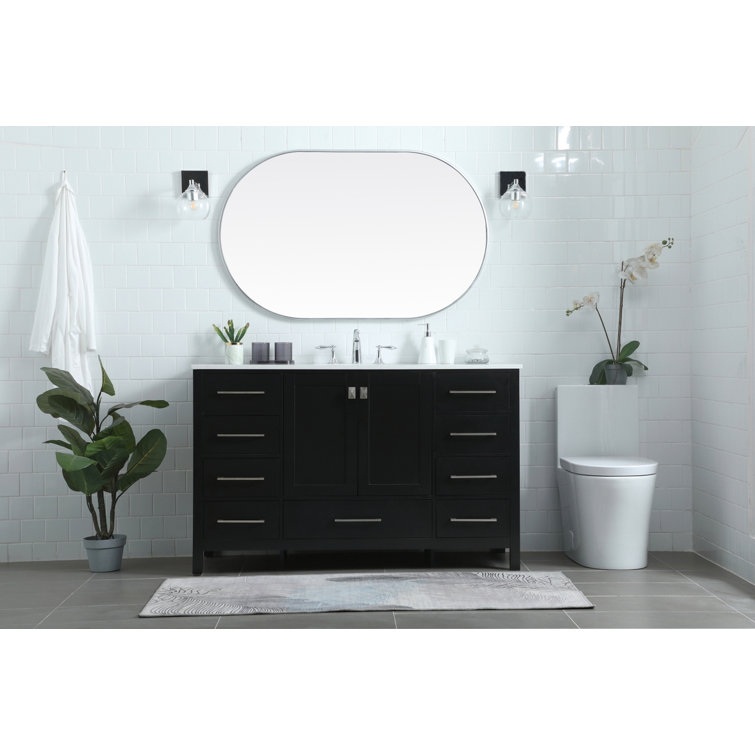 Black Freestanding Single Bathroom Vanity with Calacatta Marble Top