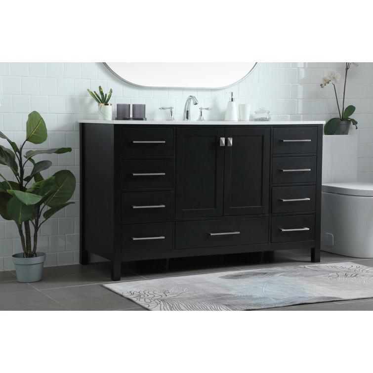 Black Freestanding Single Bathroom Vanity with Calacatta Marble Top