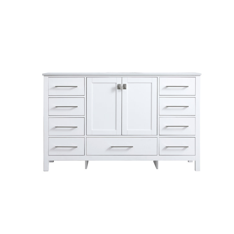Irene 54'' White Single Bathroom Vanity with Calacatta Marble Top