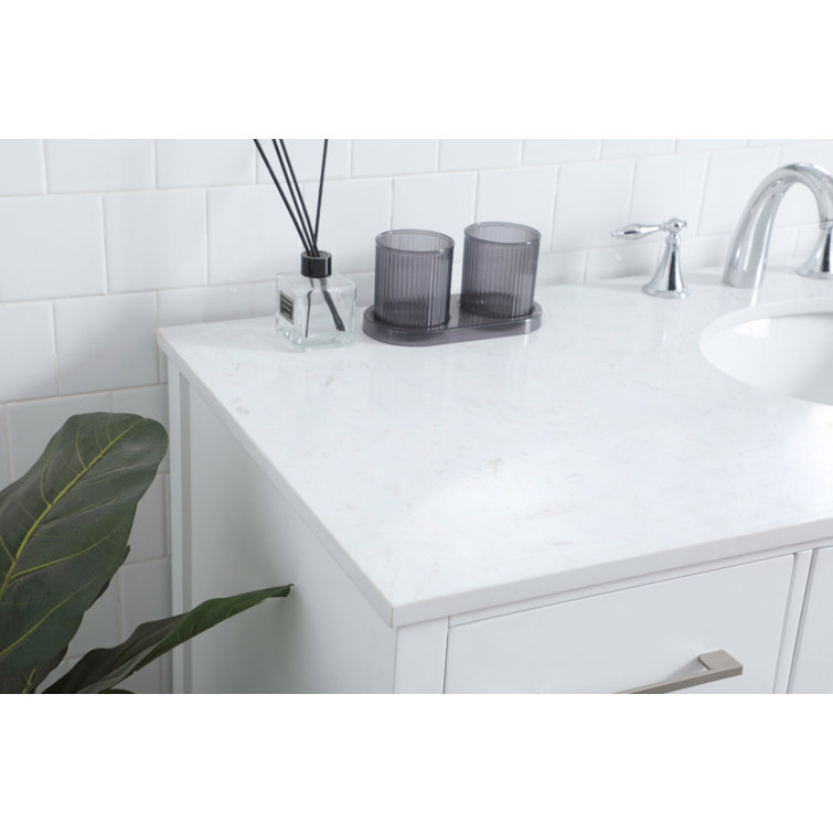 Irene 54'' White Single Bathroom Vanity with Calacatta Marble Top