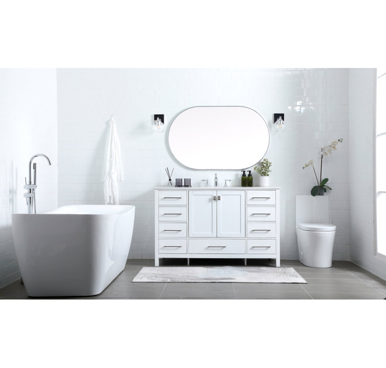 Irene 54'' White Single Bathroom Vanity with Calacatta Marble Top
