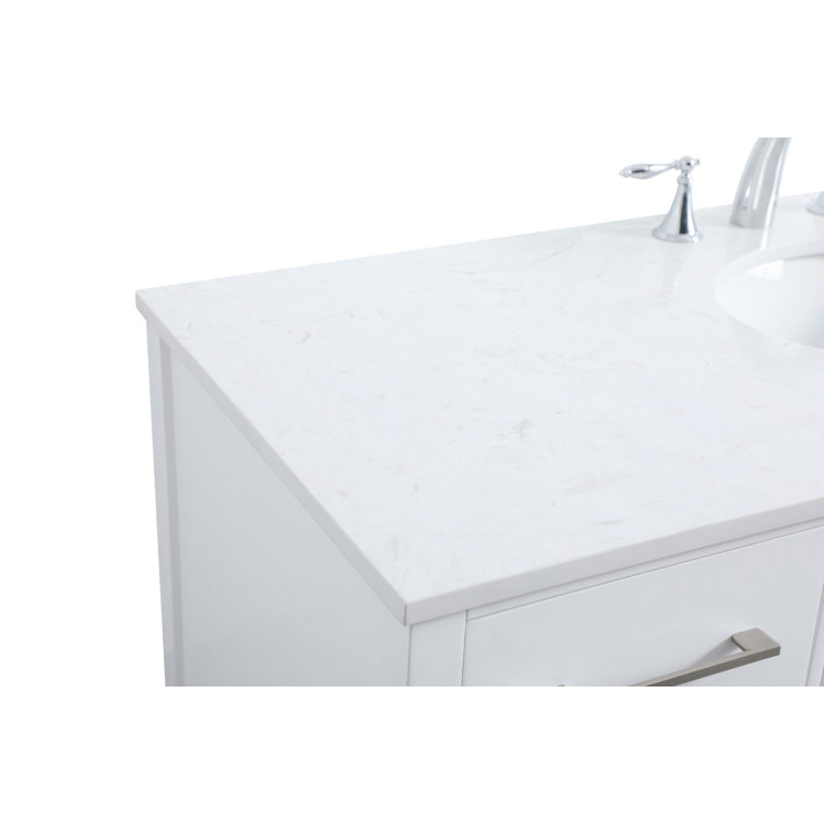 Irene 54'' White Single Bathroom Vanity with Calacatta Marble Top