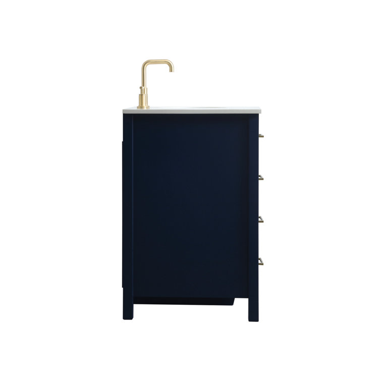 Blue and Gold 54'' Single Bathroom Vanity with Marble Top