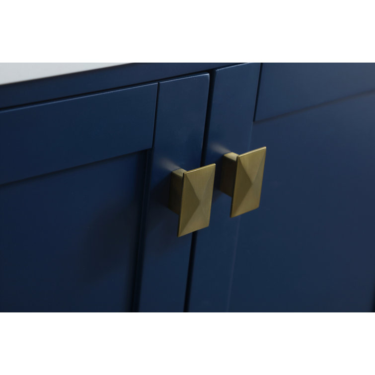 Blue and Gold 54'' Single Bathroom Vanity with Marble Top