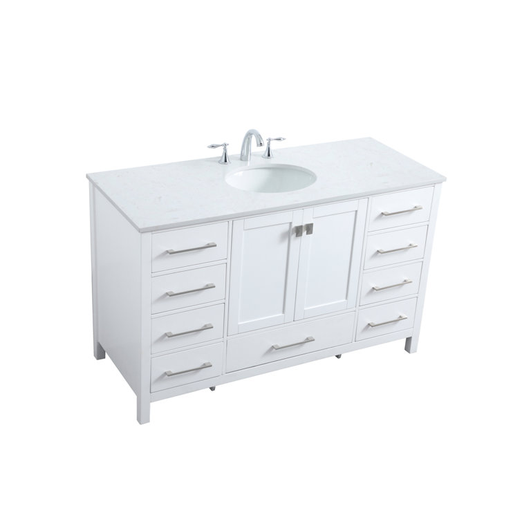 Irene 54'' White Single Bathroom Vanity with Calacatta Marble Top