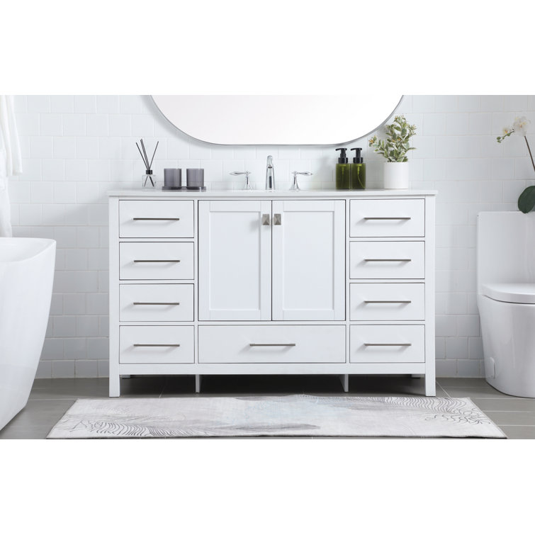 Irene 54'' White Single Bathroom Vanity with Calacatta Marble Top