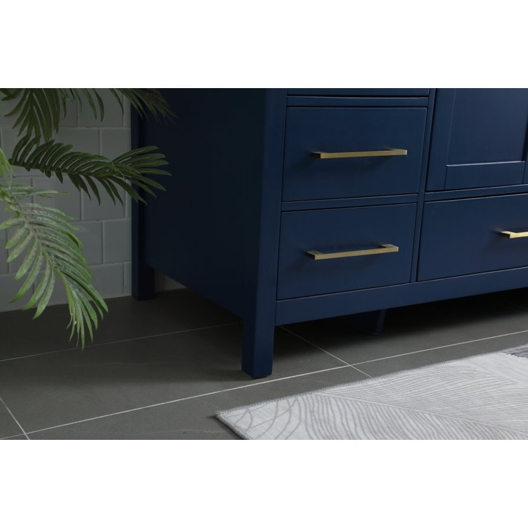 Blue and Gold 54'' Single Bathroom Vanity with Marble Top