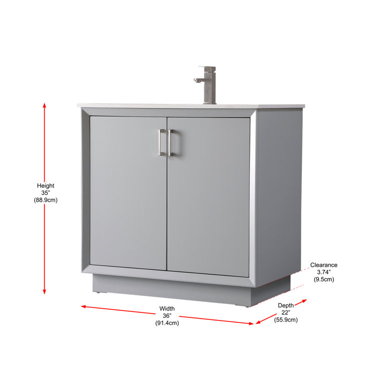 Hayes 36'' Grey Single Vanity with Engineered Marble Top