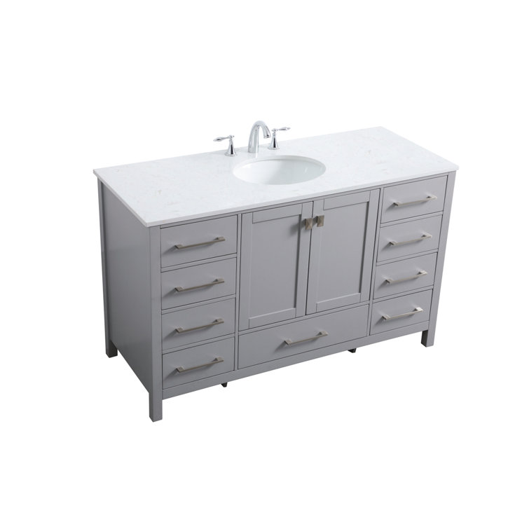 Grey 54'' Single Bathroom Vanity with Calacatta Marble Top