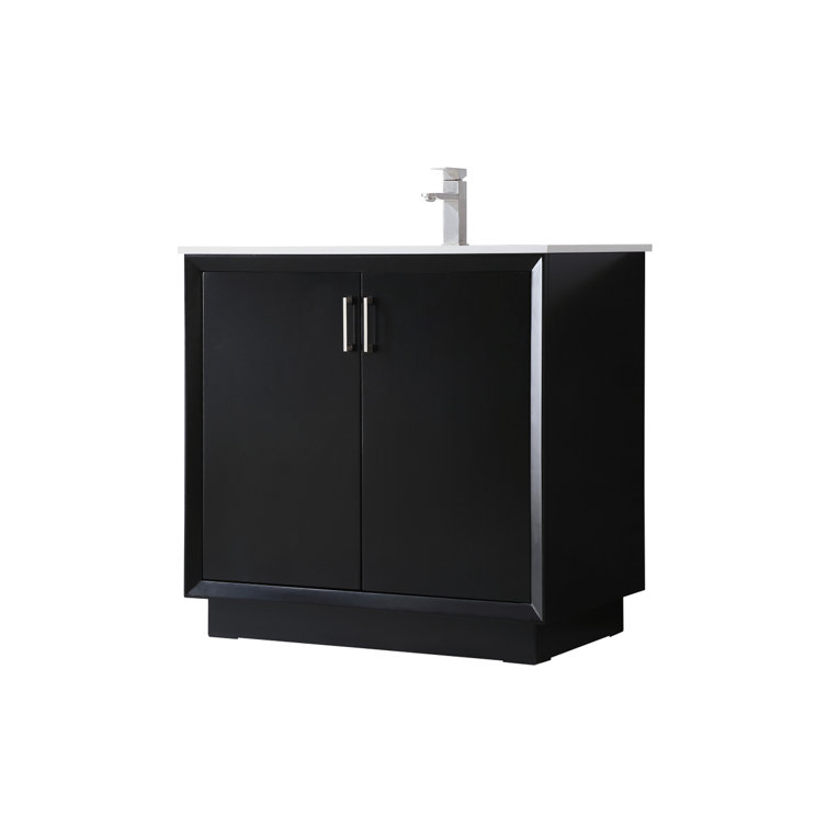 Hayes 36'' Black Freestanding Vanity with Calacatta Marble Top