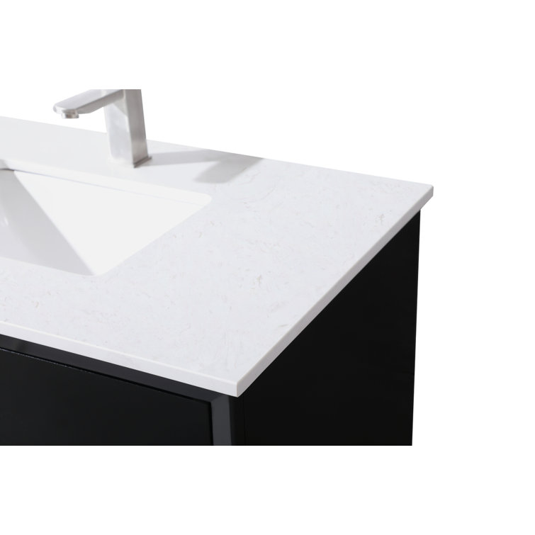 Hayes 36'' Black Freestanding Vanity with Calacatta Marble Top