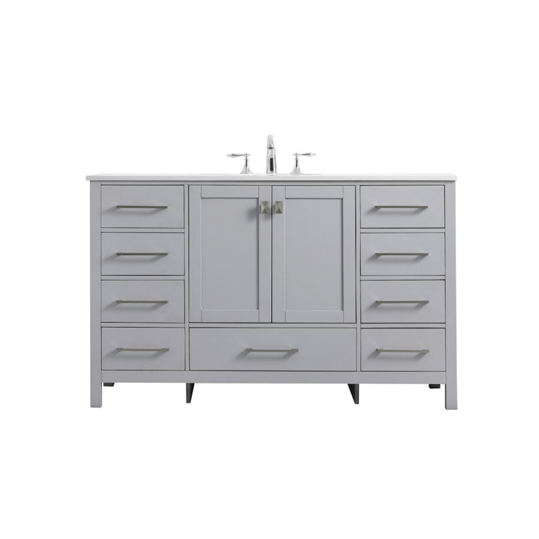 Grey 54'' Single Bathroom Vanity with Calacatta Marble Top